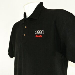 AUDI Vintage 1990s Car Dealership Employee Uniform Polo Shirt Black NEW L Large